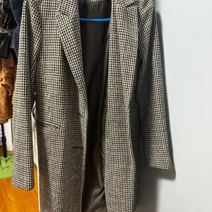 Chic Houndstooth Long Coat
